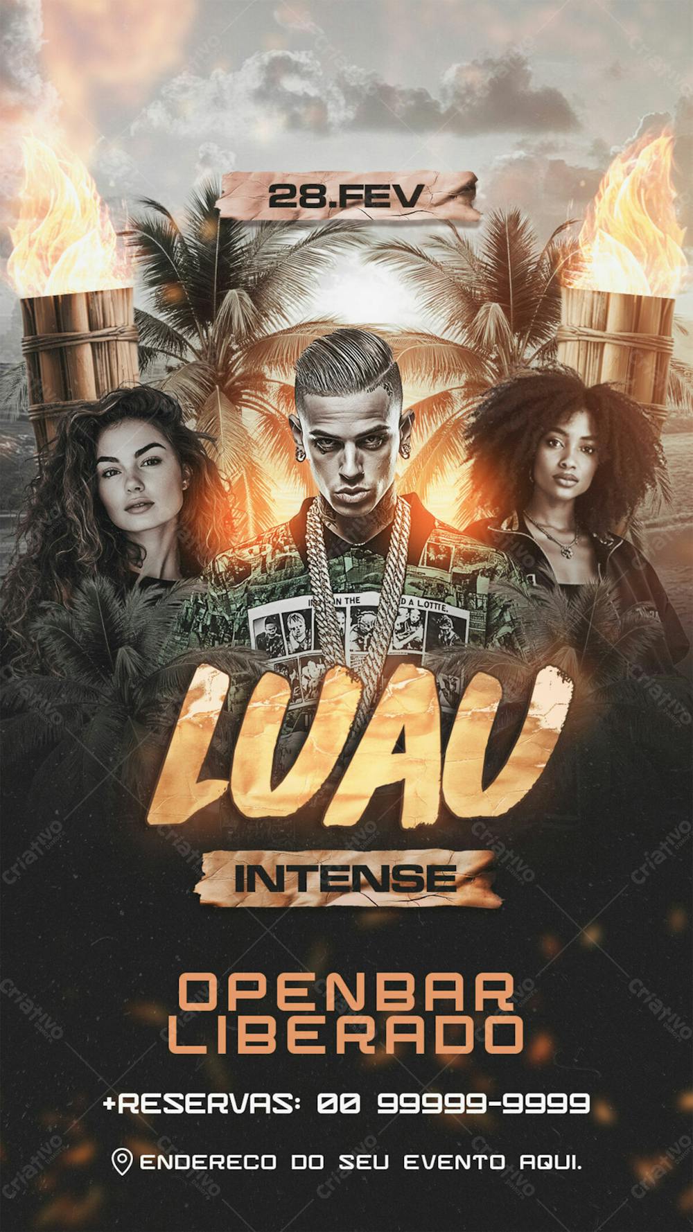 Flyer Evento Luau Intense Story