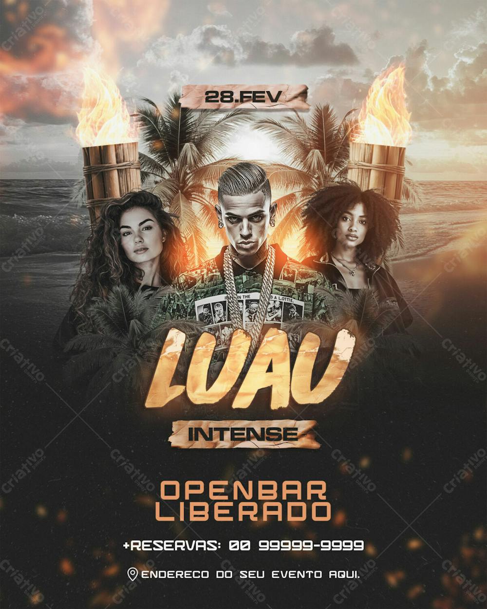 Flyer Evento Luau Intense Feed