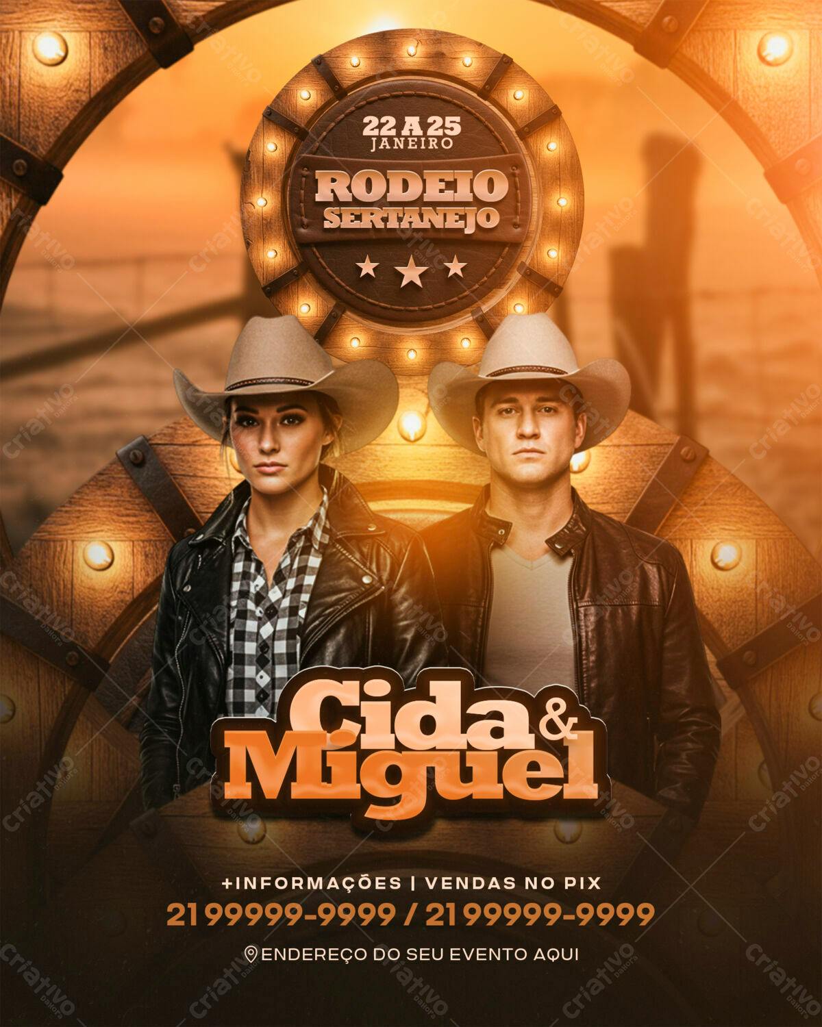 Flyer Rodeio Sertanejo PSD Editável