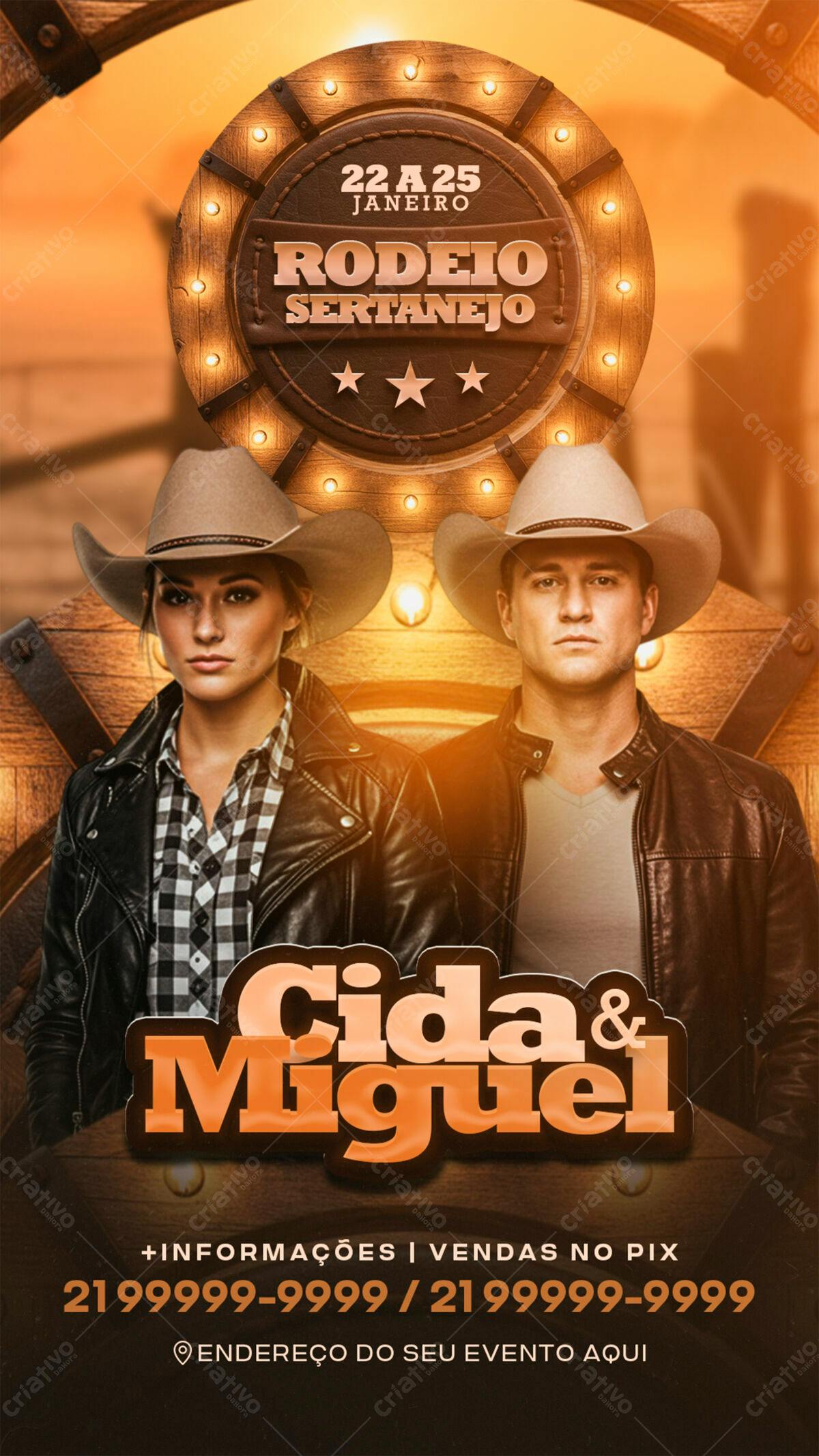 Flyer para Rodeio Sertanejo PSD Editável