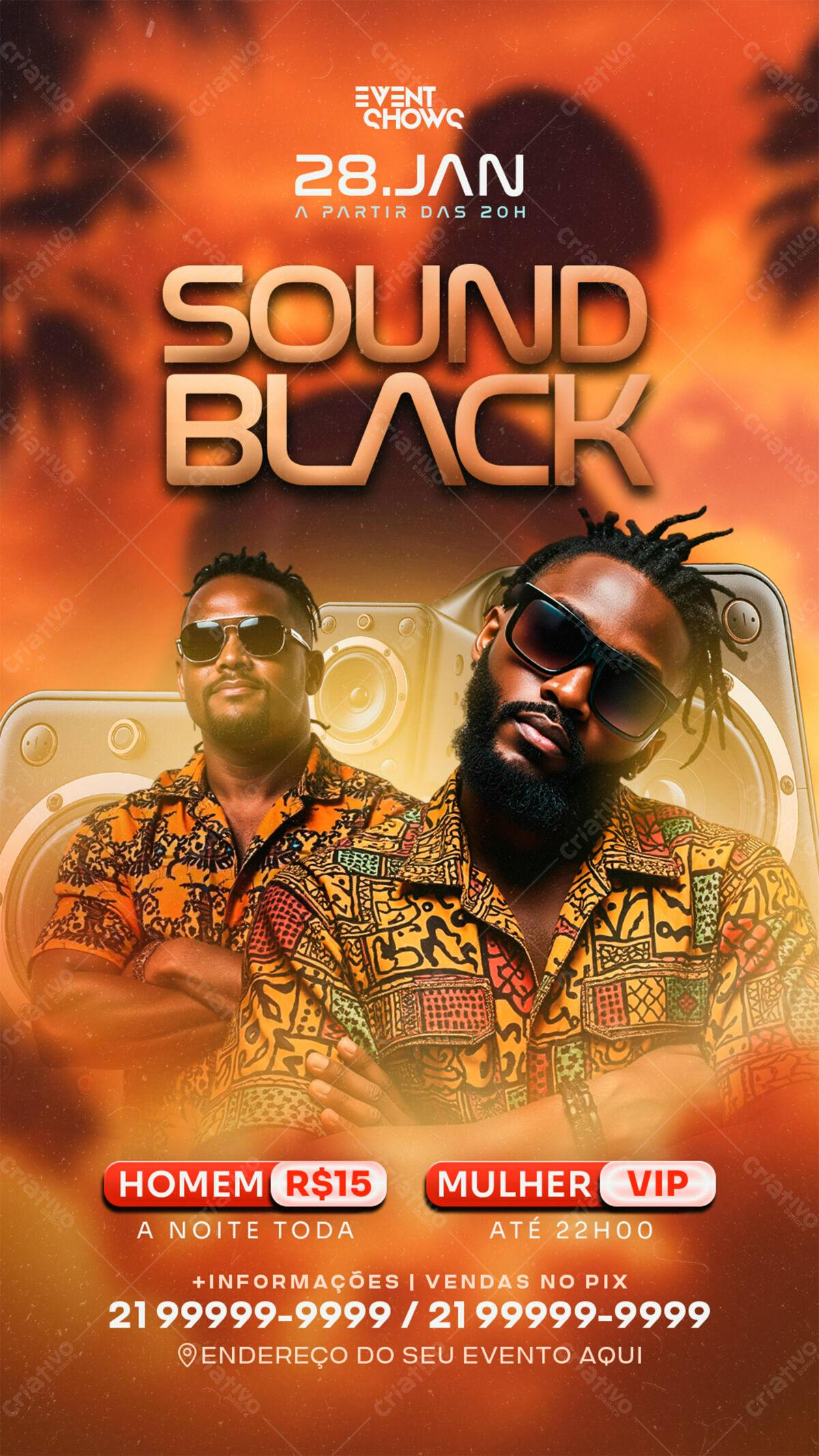 Flyer para Festa Sound Black PSD Editável