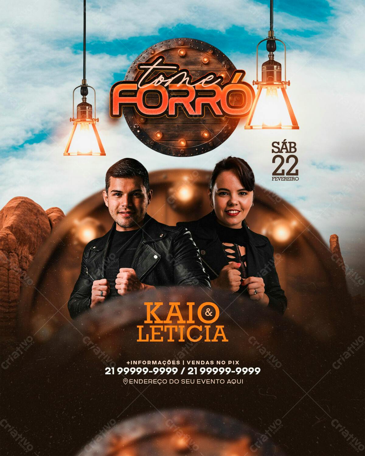 Flyer Forró com Kaiô e Letícia PSD Editável