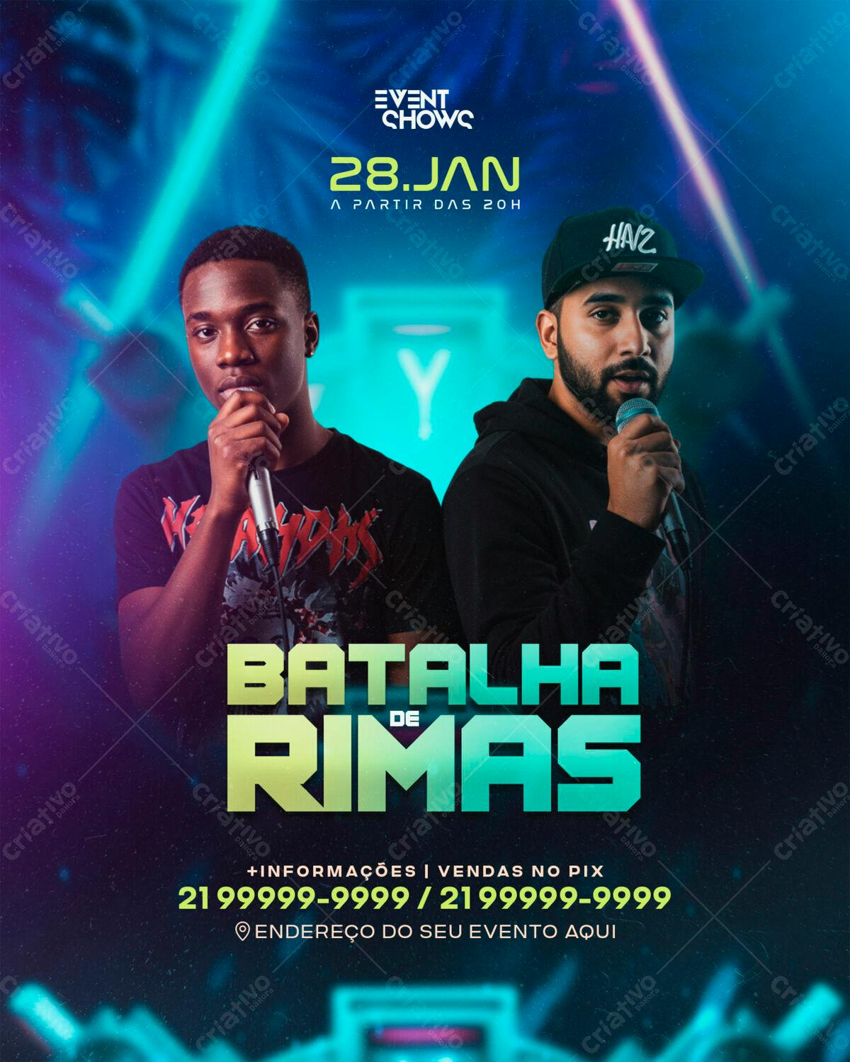Flyer para Batalha de Rimas PSD Editável