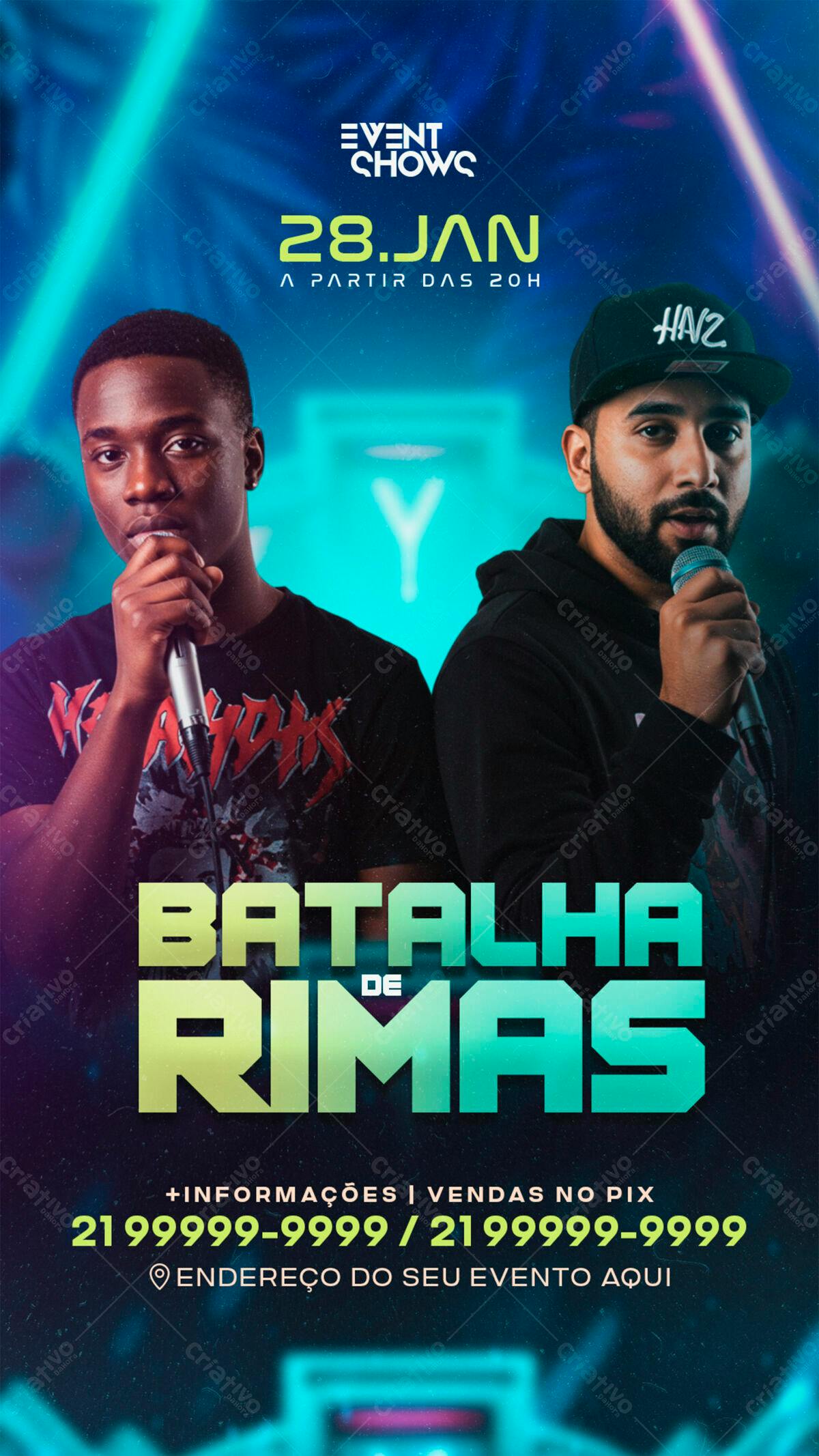 Flyer para Batalha de Rimas PSD Editável