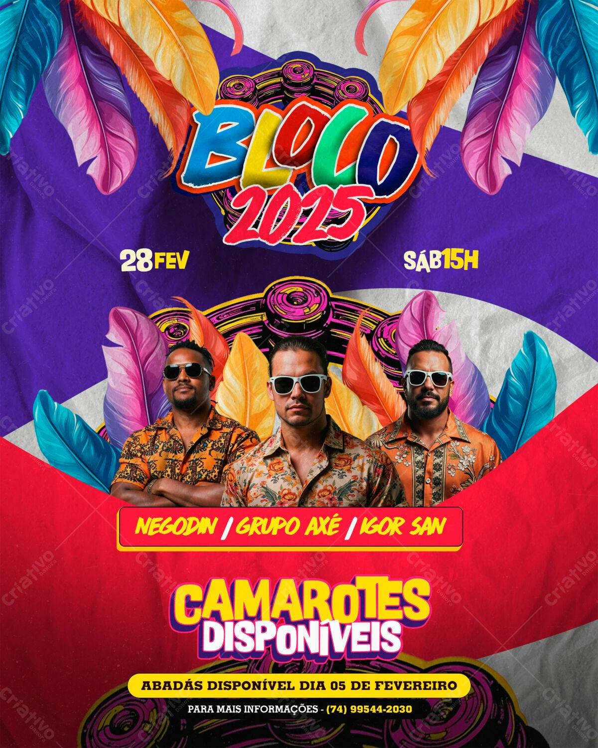 Flyer Bloco de Carnaval 2025 PSD Editável