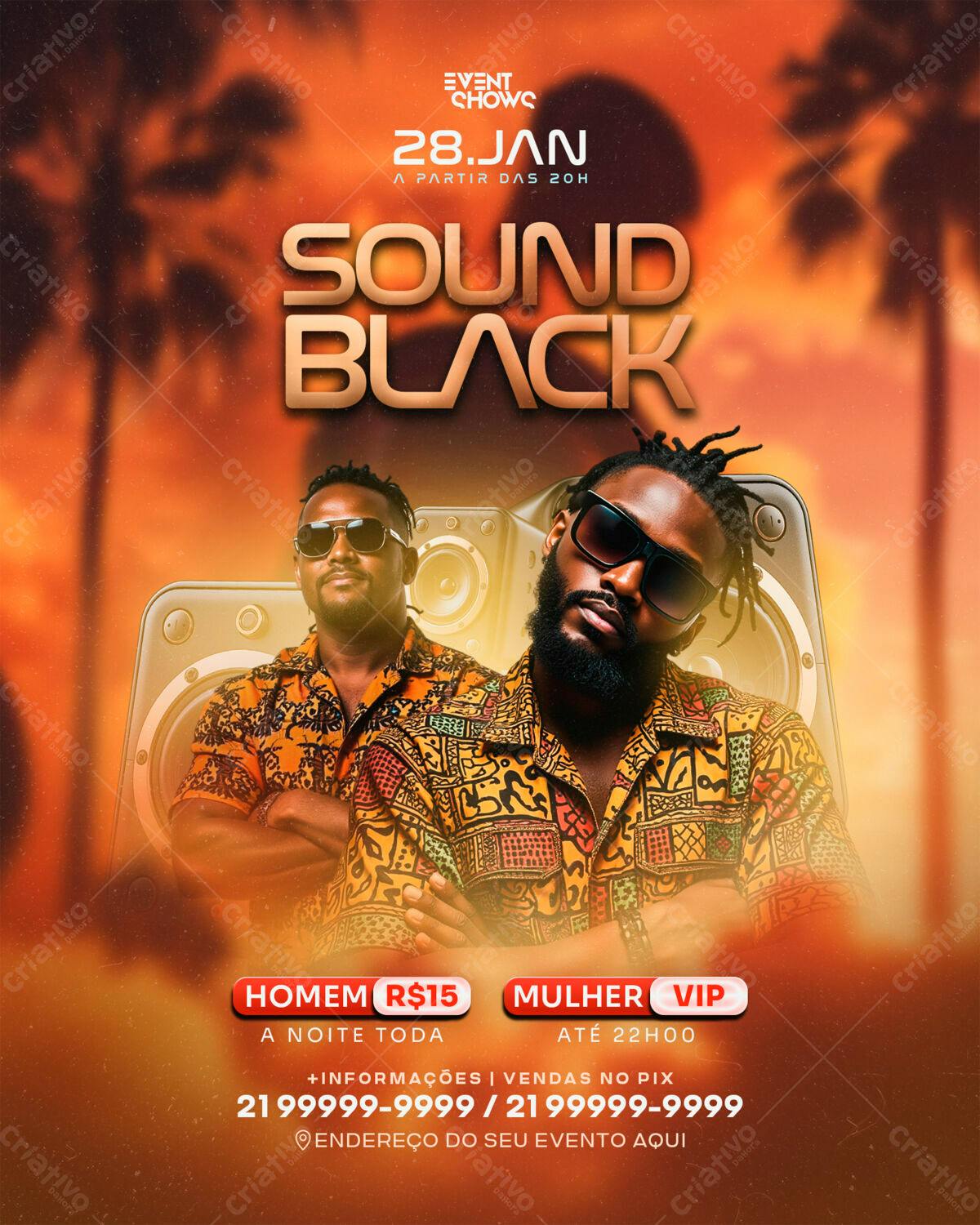 Flyer Festa Sound Black PSD Editável