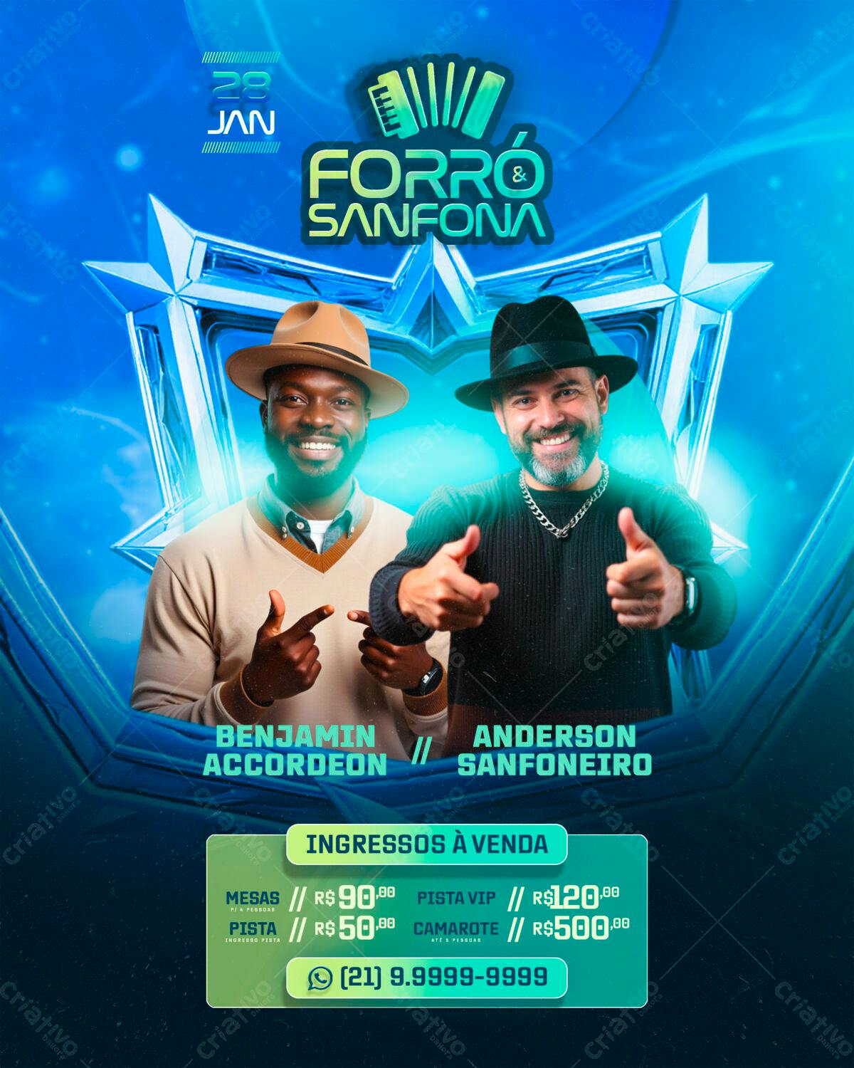 Flyer Forró e Sanfona PSD Editável