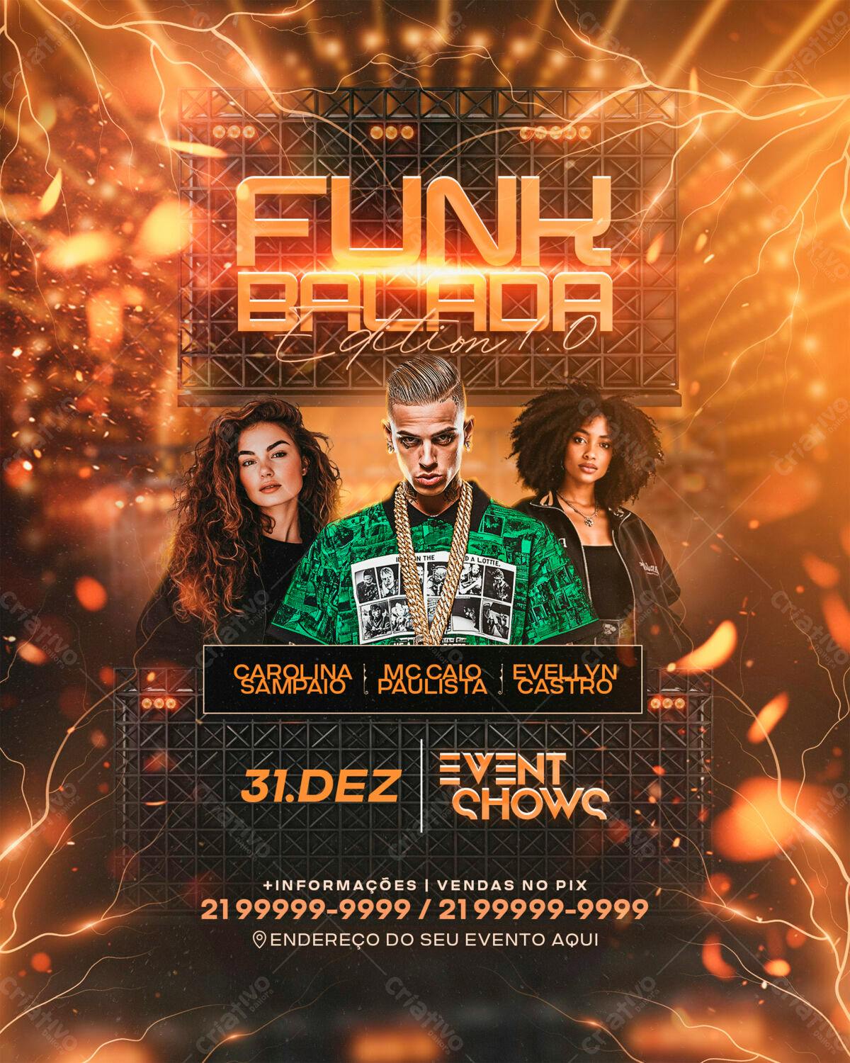 Flyer para Festa de Réveillon Funk PSD Editável