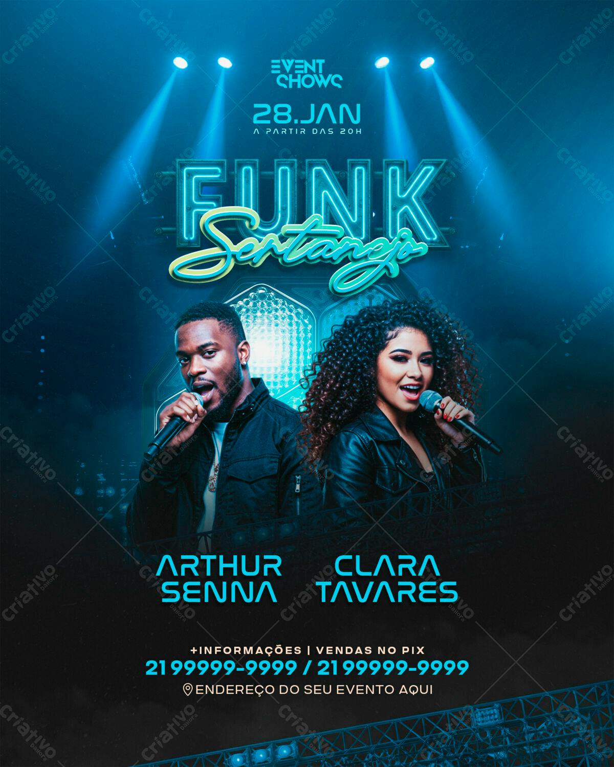 Flyer para Evento Funk Sertanejo PSD Editável