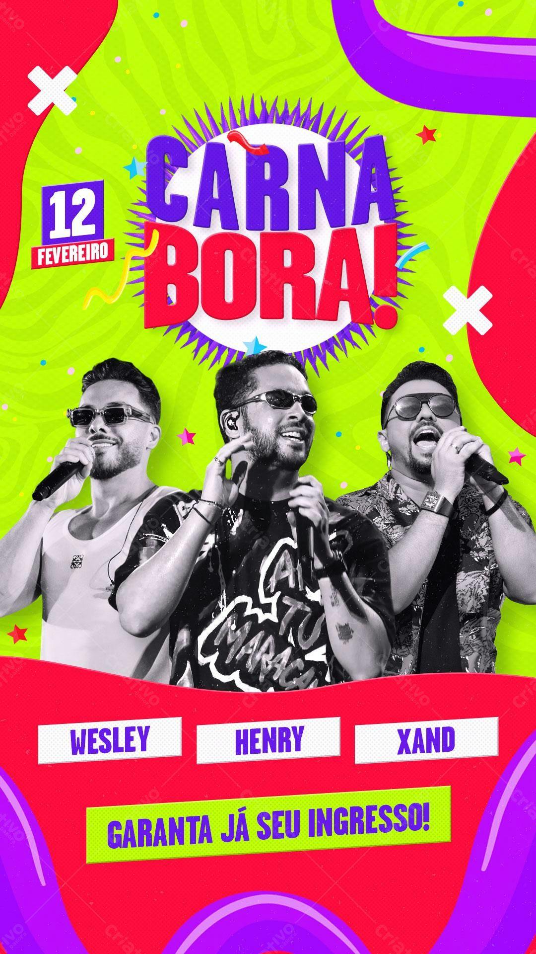 Flyer Carna Bora! 12 Fevereiro PSD Editável