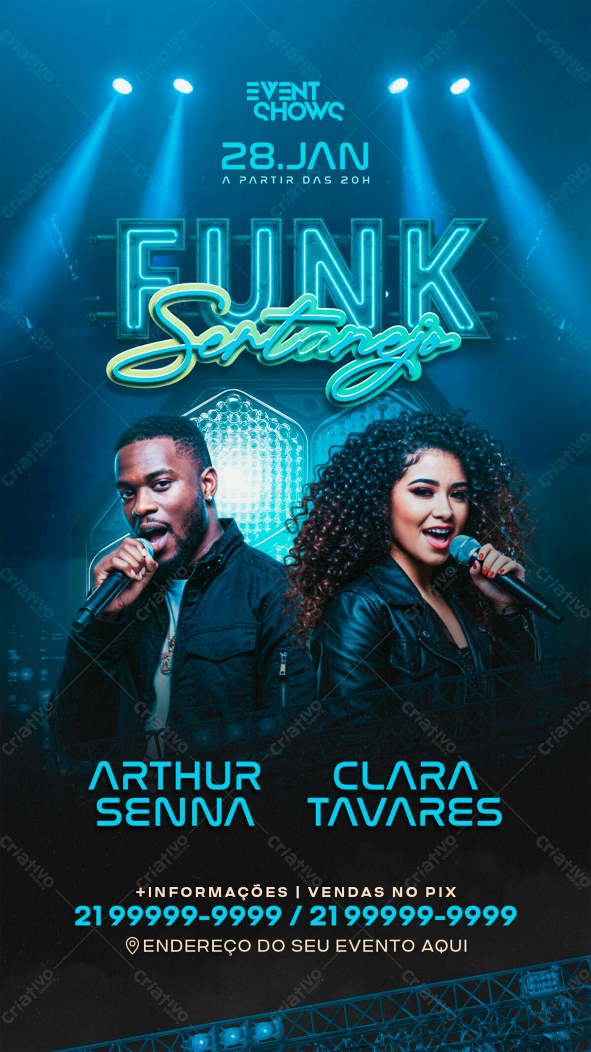 Flyer para Festa Funk Sertanejo PSD Editável