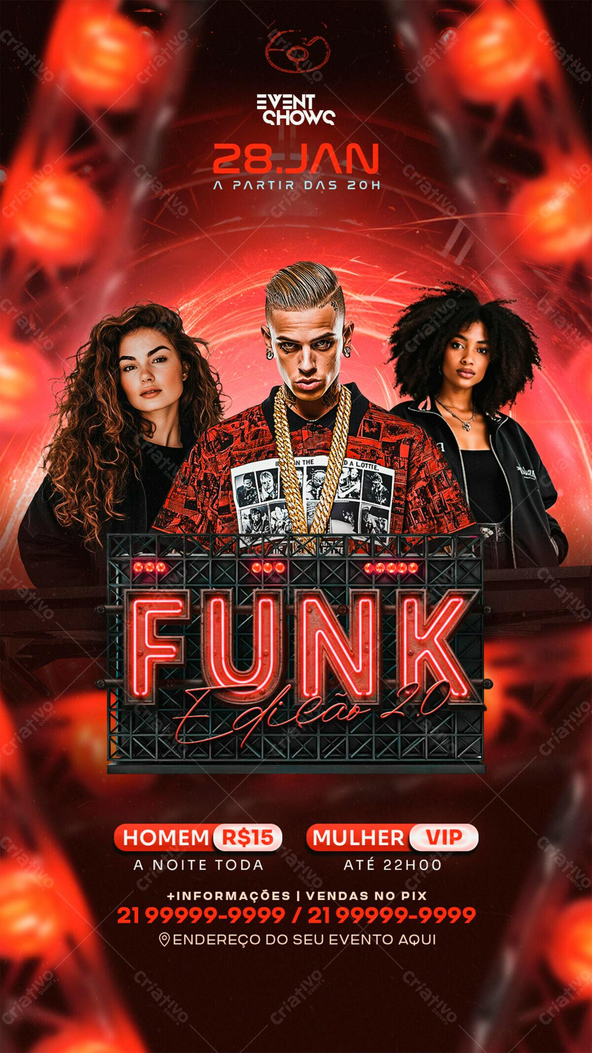 Flyer para Festa Funk Edição 2.0 PSD Editável