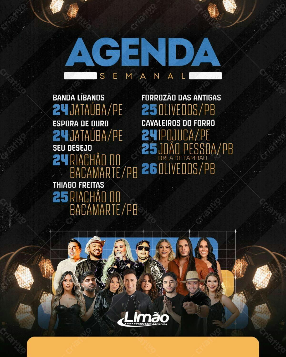 Flyer Agenda Semanal de Shows PSD Editável
