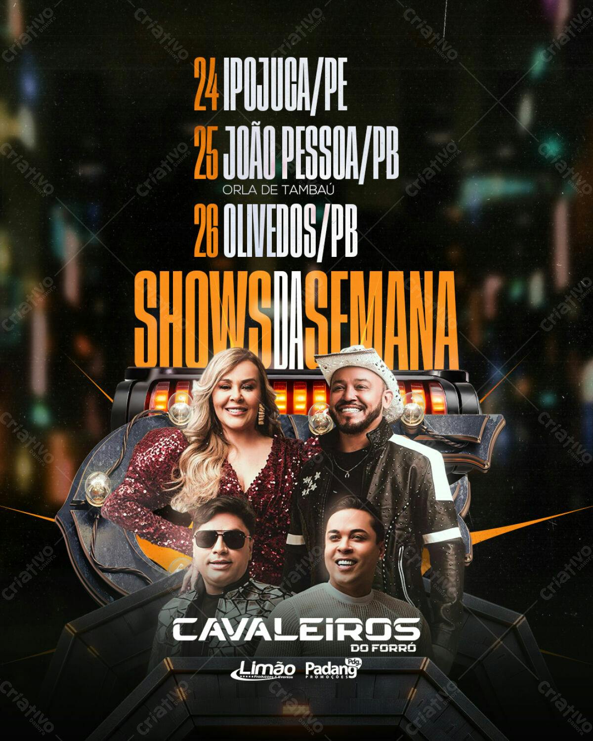 Flyer Shows da Semana Cavaleiros do Forró PSD Editável