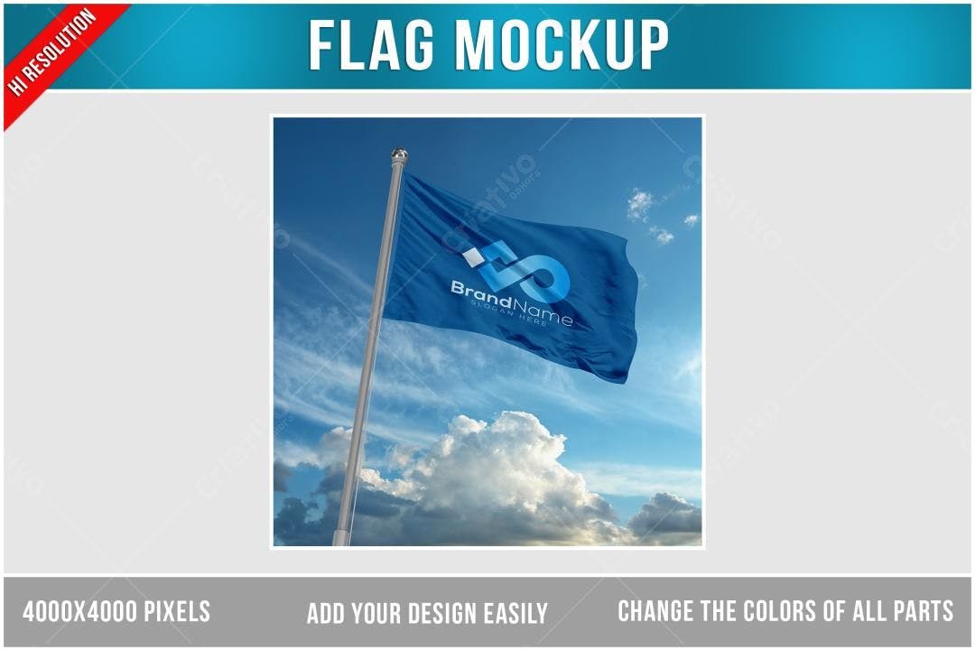 Mockup de Bandeira Realista em Dia Ensolarado