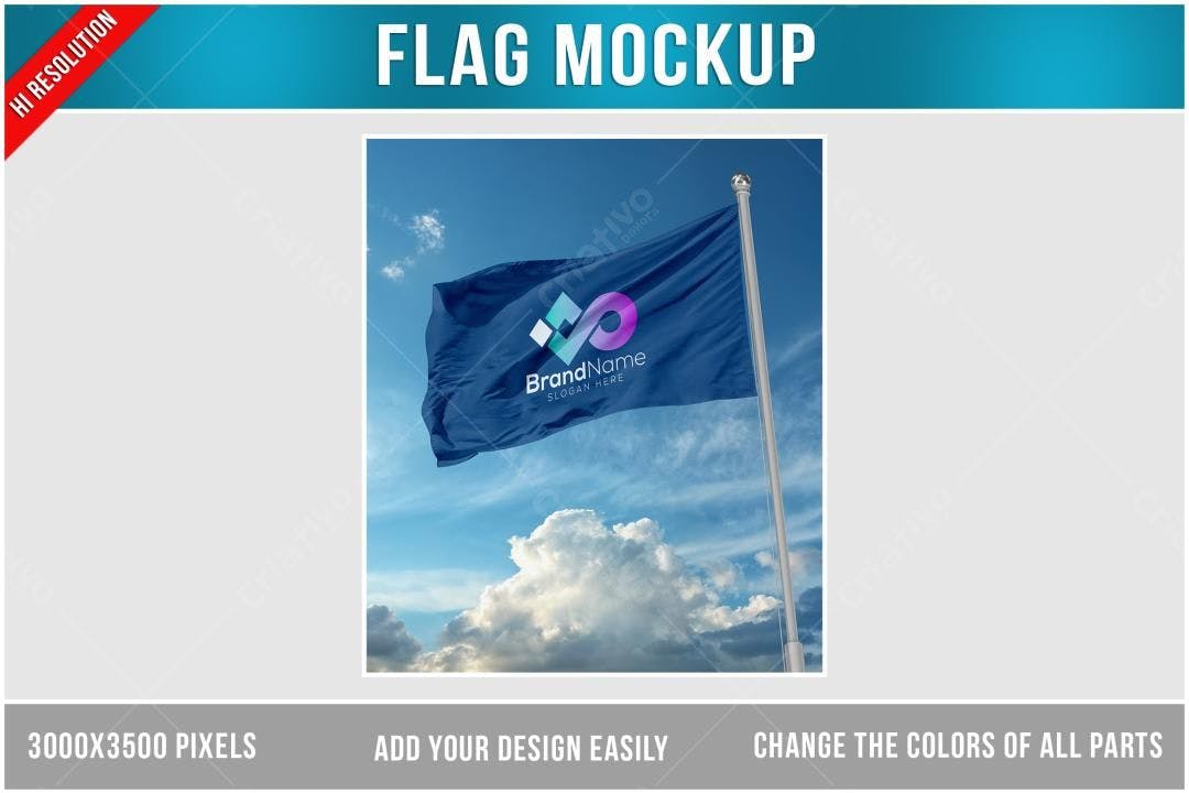 Mockup de Bandeira Realista ao Ar Livre