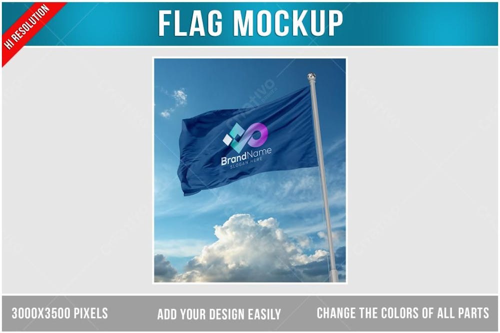 Bandeira Mockup Psd Editável 