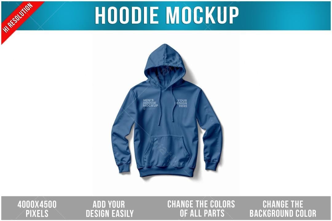 Mockup de Moletom Masculino Azul Escuro: Vista Superior