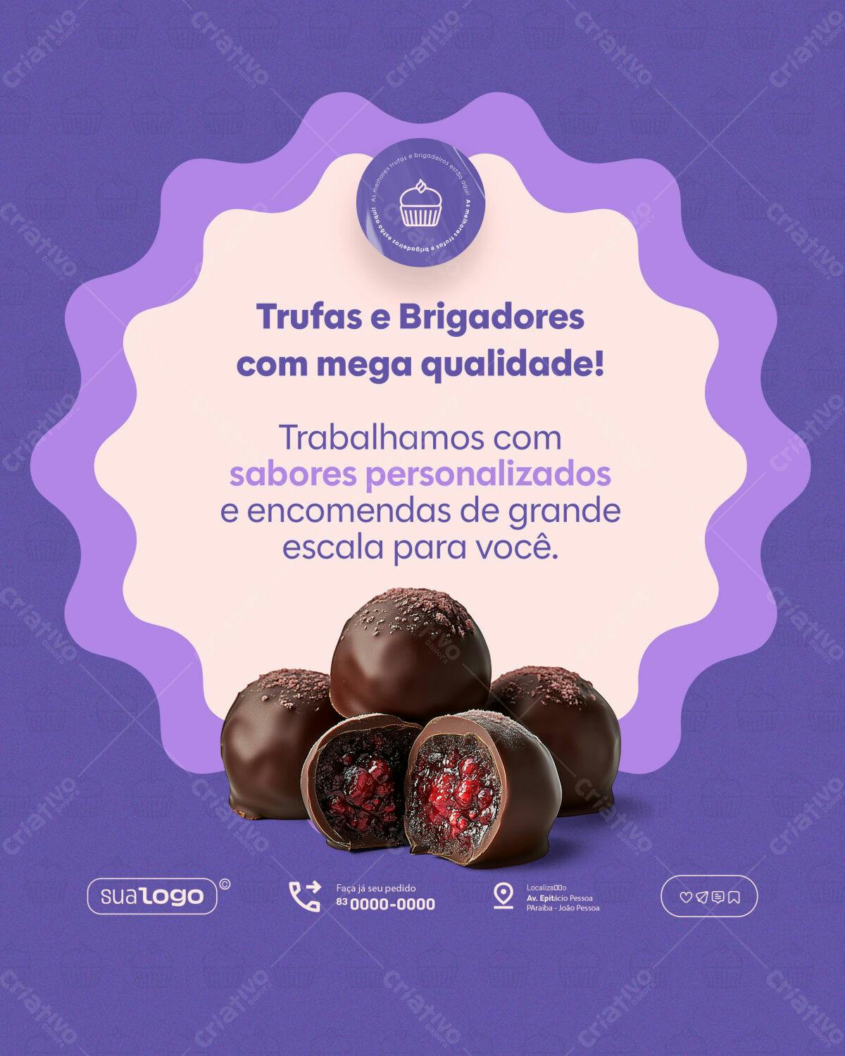 Post para Redes Sociais Trufas e Brigadeiros PSD Editável