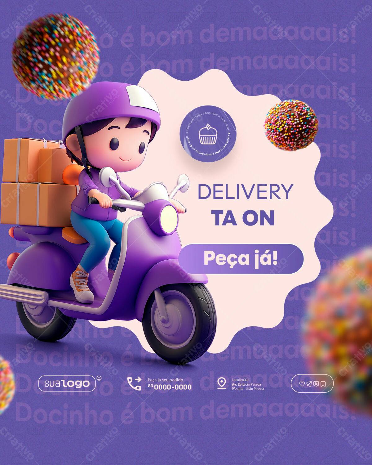Flyer para Delivery de Doces PSD Editável