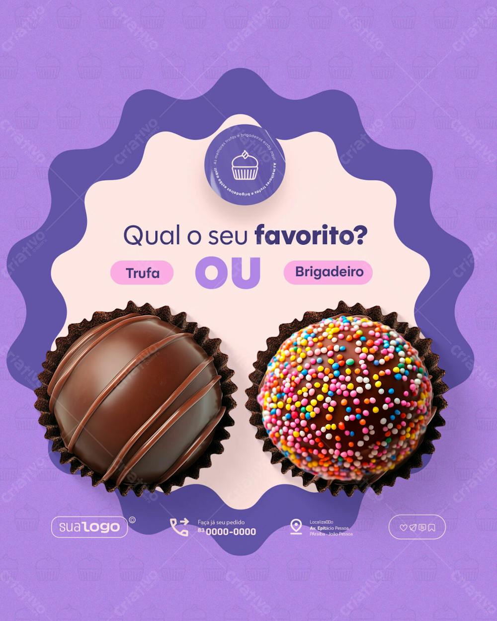 Confeitaria Brigadeiro Doceria Feed Vertical Social Media Psd Editável