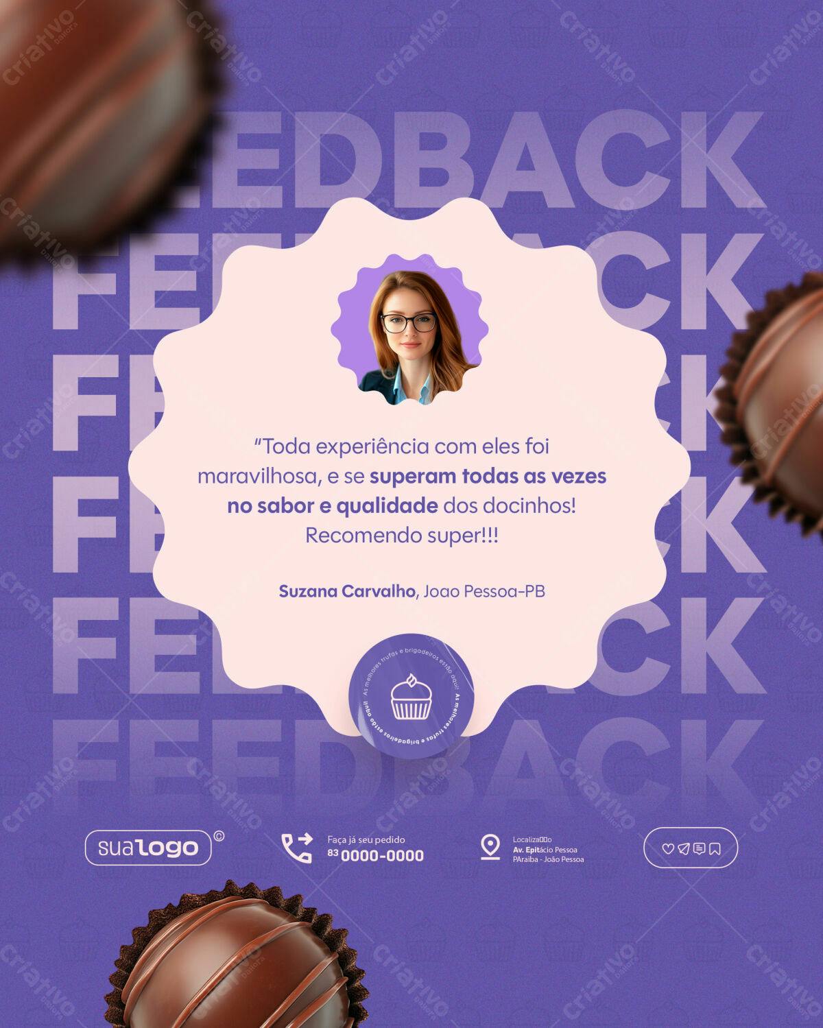 Postagem Feedback Doces PSD Editável