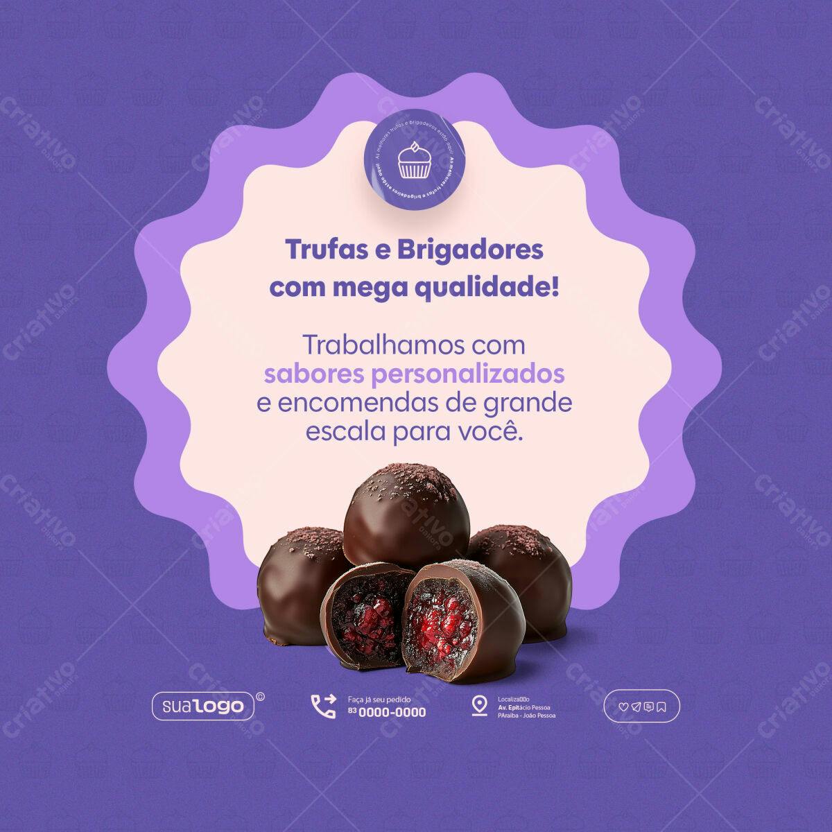 Post para Redes Sociais Trufas e Brigadeiros PSD Editável