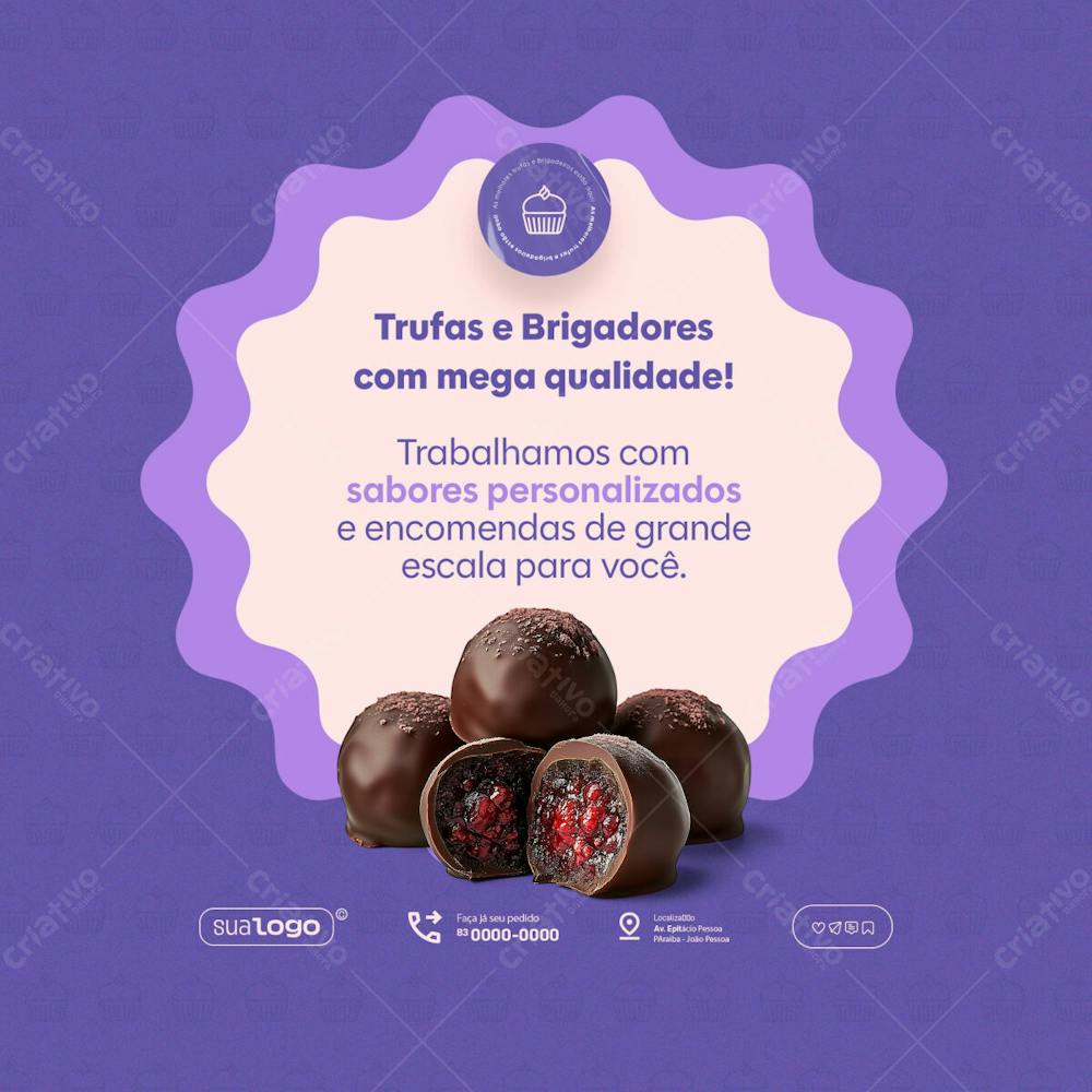 Confeitaria Brigadeiro Doceria Feed Social Media Psd Editável