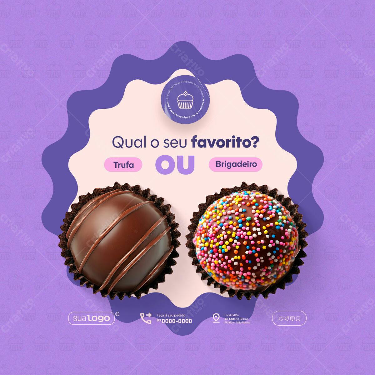 Postagem Instagram Brigadeiro e Trufa PSD Editável