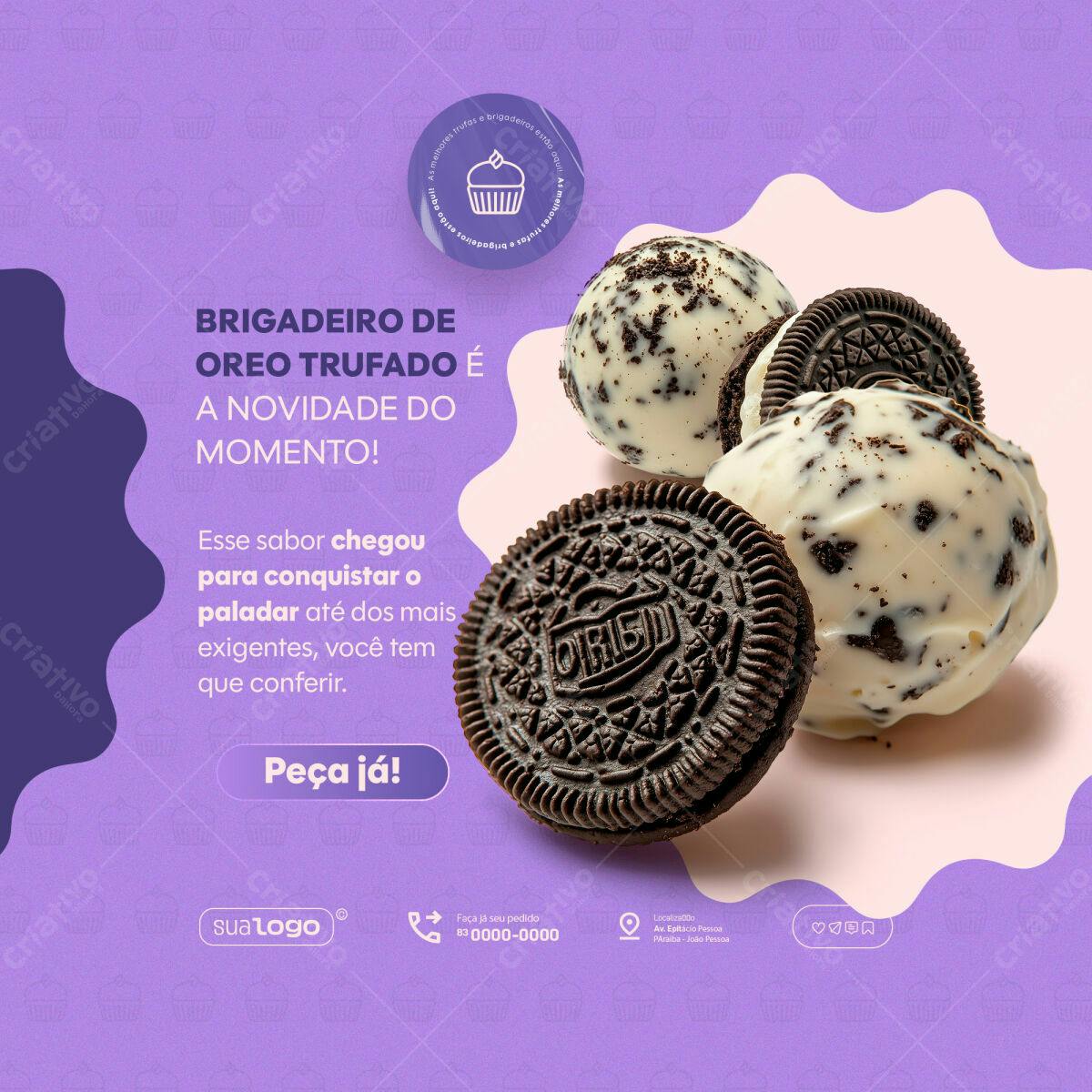 Post para Brigadeiro Oreo Trufado PSD Editável
