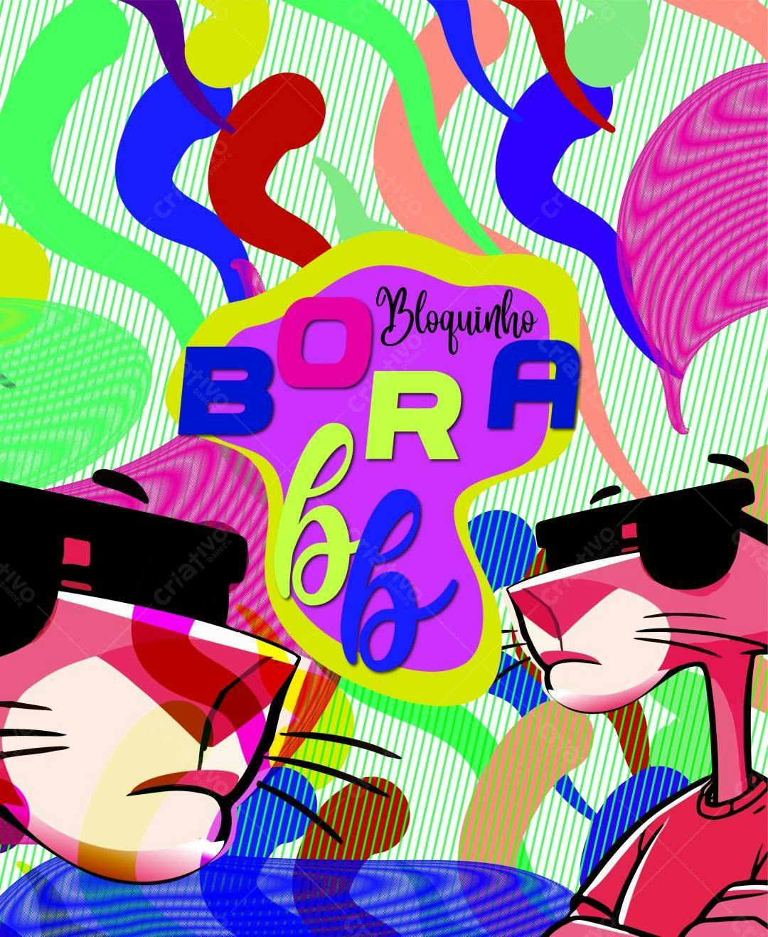 Ilustração vetorial Pantera cor-de-rosa Bloquinho com cores vibrantes