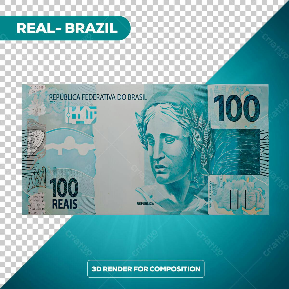 PSD Nota de 100 Reais para Composição 3D