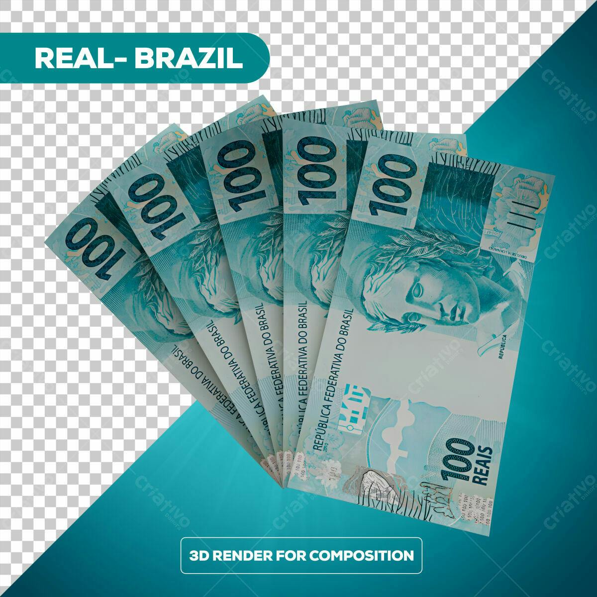 Composição de Notas de R$ 100 PSD Editável
