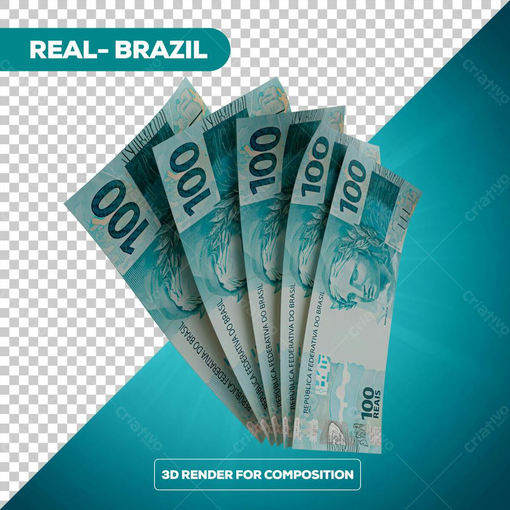 Cédula Nota Dinheiro De 100 Reais Real Brasileiro Com Fundo 