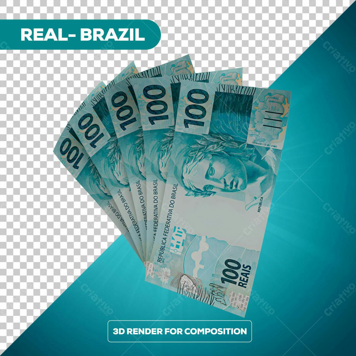 Composição 3D de Notas de R$100 PSD Editável