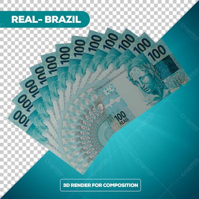 Cédula Nota Dinheiro De 100 Reais Real Brasileiro Com Fundo 