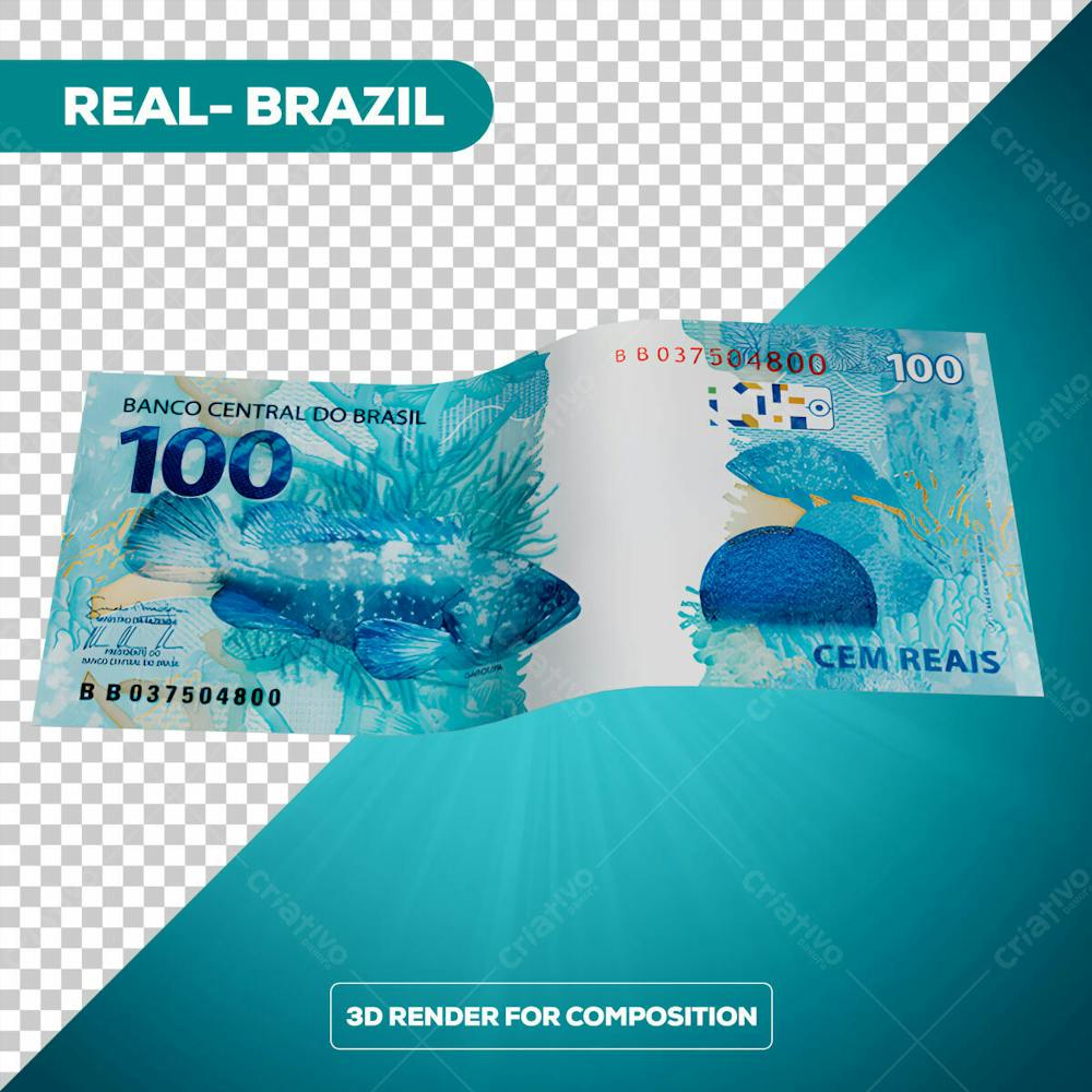 Cédula Nota Dinheiro De 100 Reais Real Brasileiro Com Fundo 