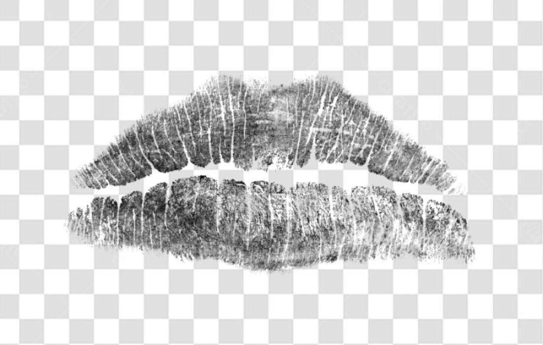 PNG Marca de Batom Cinza para Post Instagram com fundo transparente