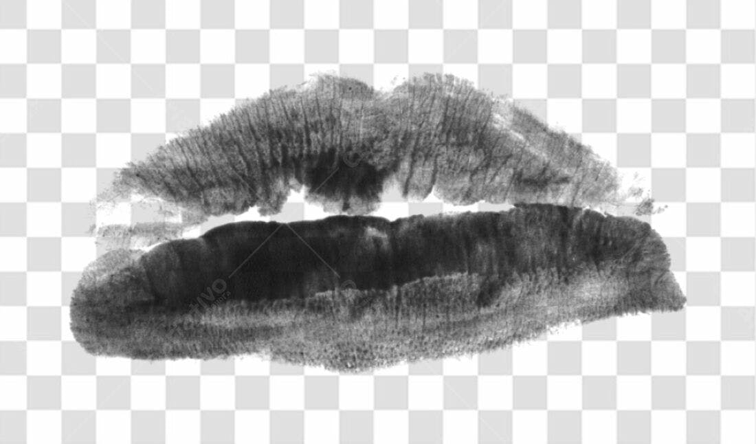 PNG Marca de batom preto com fundo transparente