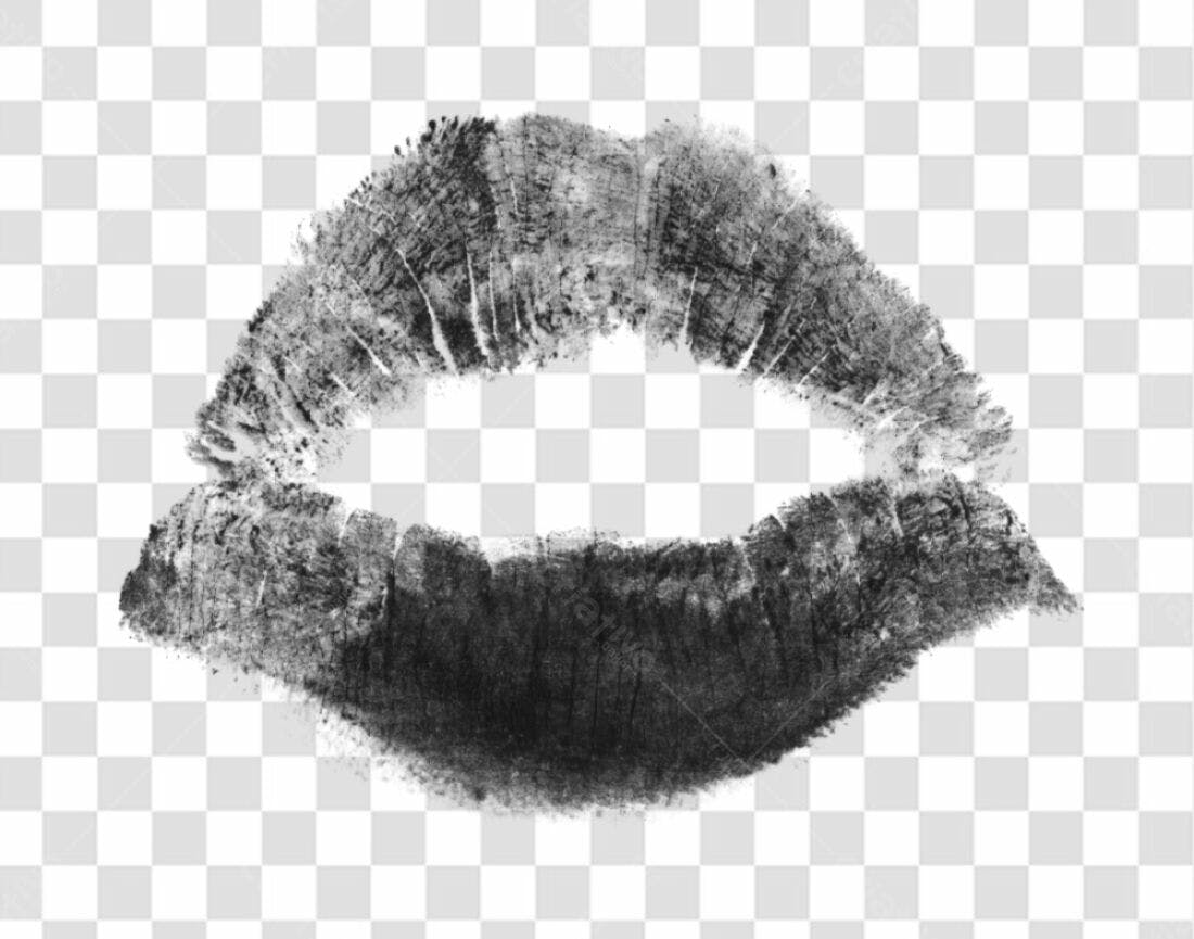 PNG Marca de Batom Preta para Design com fundo transparente