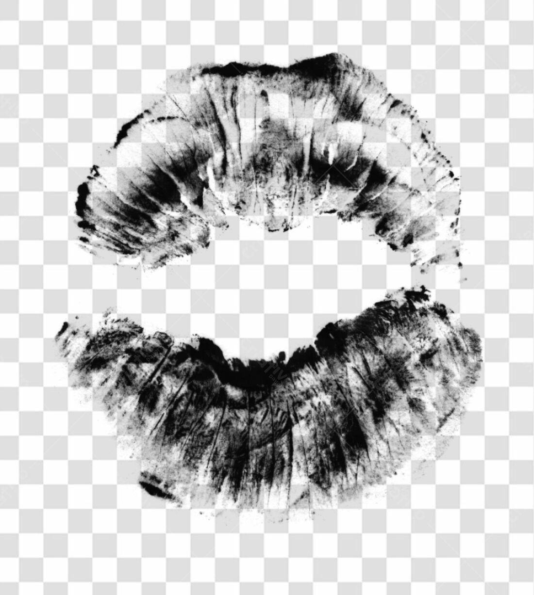 PNG Marca de Batom Preta para Design com fundo transparente