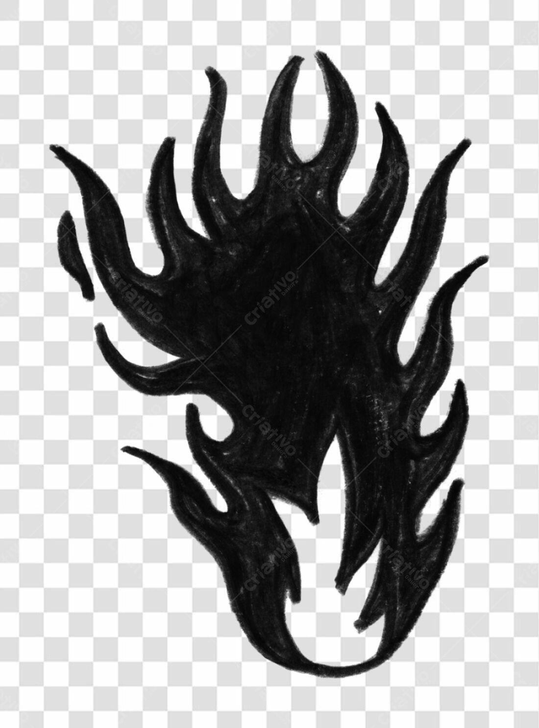 PNG Elemento Chamas Preto para Design com fundo transparente