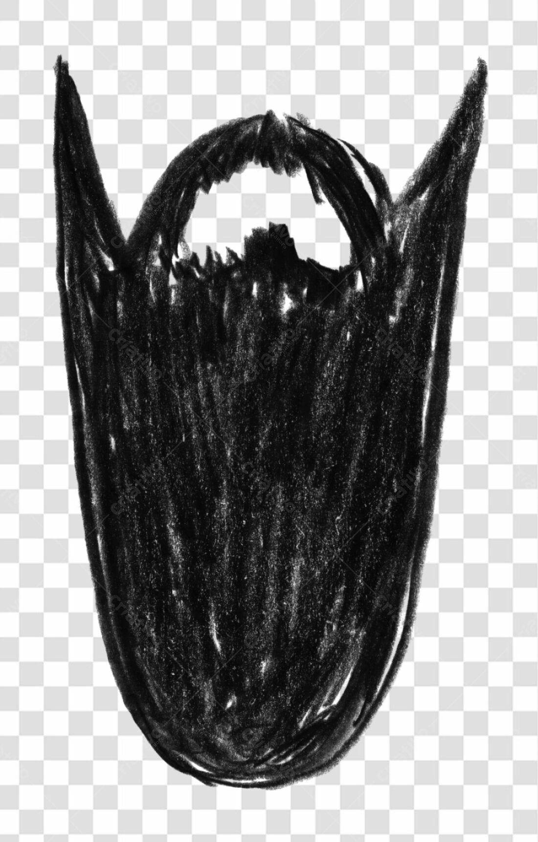 Elemento PNG Barba estilo giz preto com fundo transparente