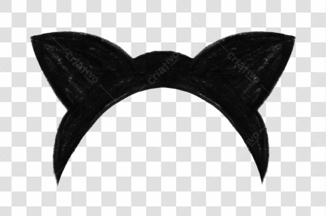 Adesivo de orelhas de gato preto PNG com fundo transparente