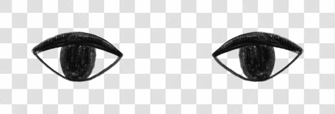 PNG Olhos Desenho Preto para Stories Instagram com fundo transparente