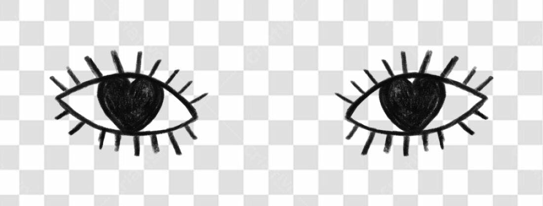 PNG Olhos com Coração para Stories Instagram com fundo transparente