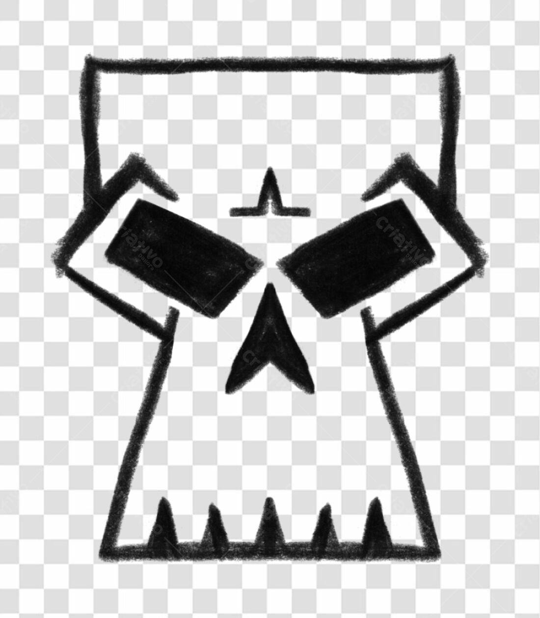 Logo caveira estilo giz PNG com fundo transparente