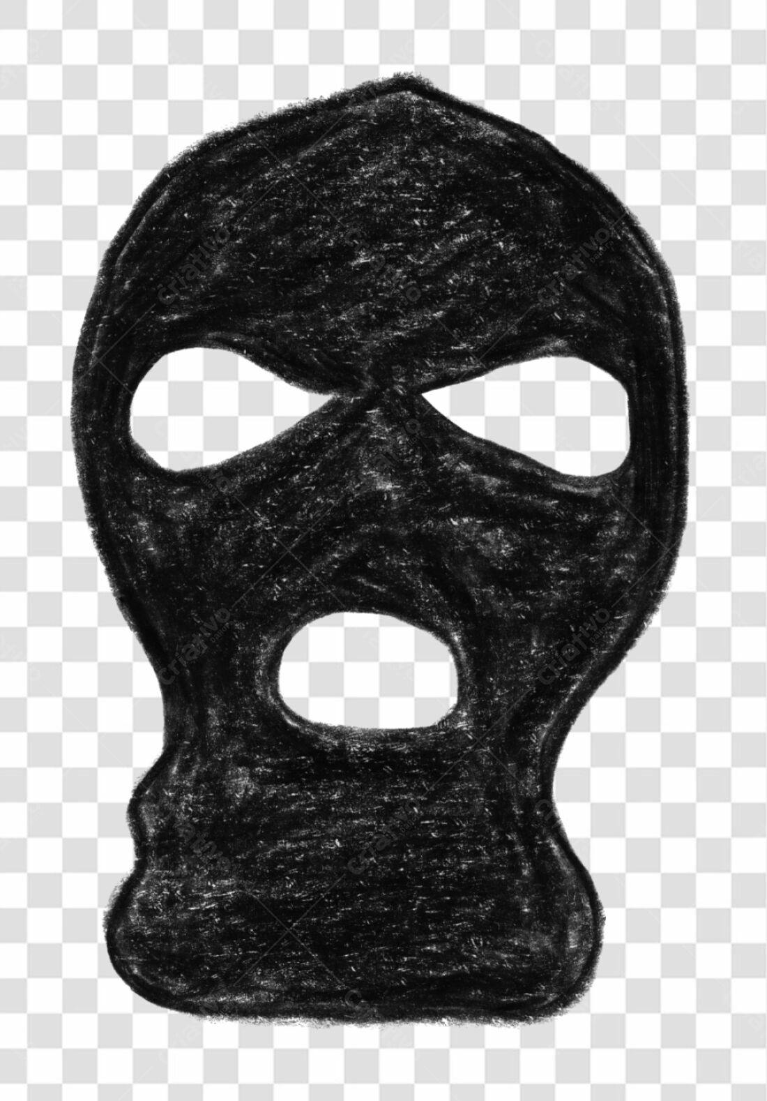PNG Máscara de assalto estilo giz com fundo transparente