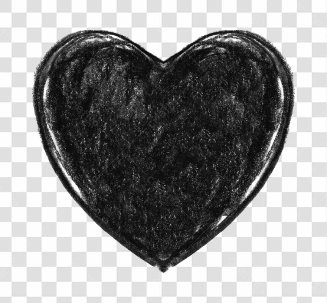 Ilustração Coração Preto Desenho Giz PNG com fundo transparente