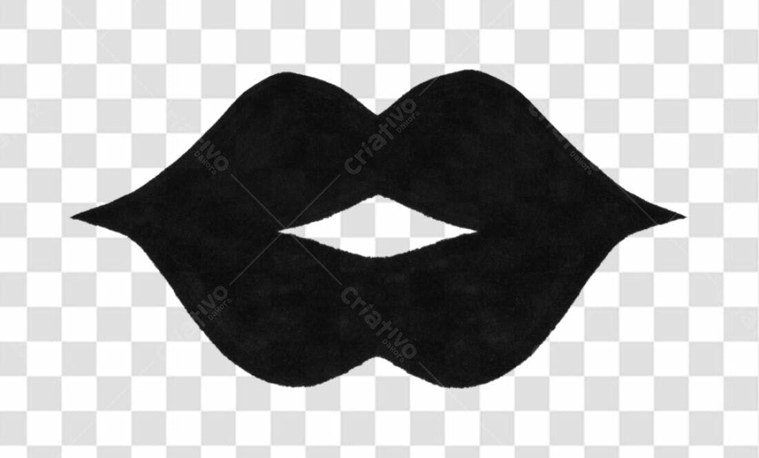Elemento gráfico de lábios pretos PNG com fundo transparente
